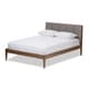 preview thumbnail 3 of 15, Mid-century Upholstered Headboard Wood Platform Bed by Baxton Studio
