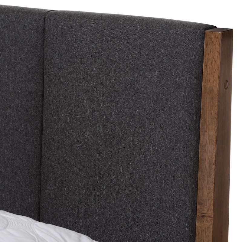 Mid-century Upholstered Headboard Wood Platform Bed by Baxton Studio