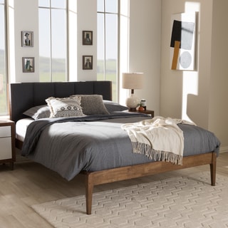 Mid-Century Fabric And Wood Platform Bed By Baxton Studio - Bed Bath ...