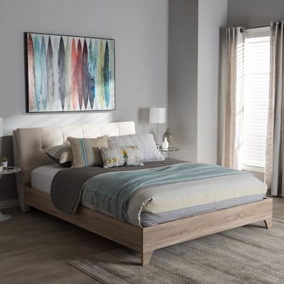 Mid-Century Fabric Upholstered Platform Bed by Baxton Studio