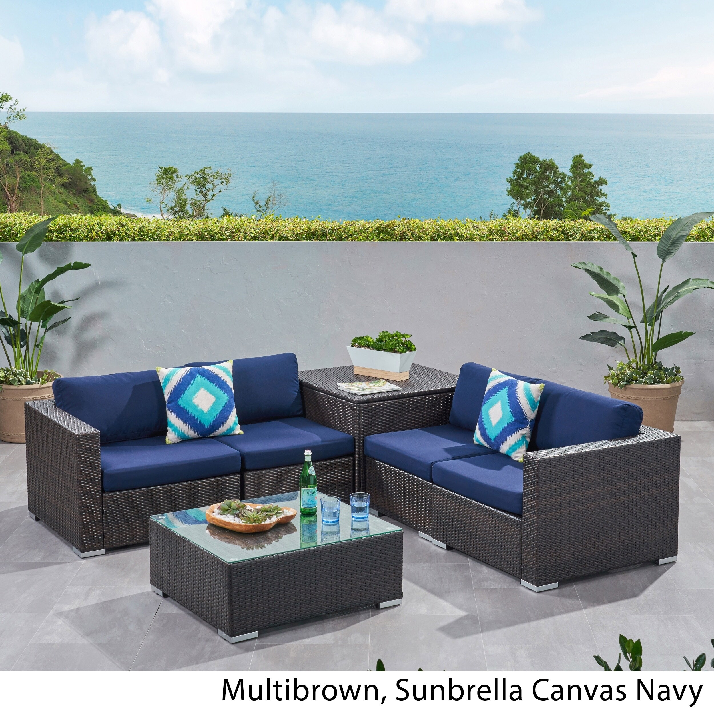 Shop Santa Rosa Outdoor 6 Piece Wicker Sectional Sofa With Storage