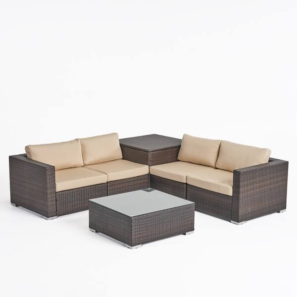 Shop Santa Rosa Outdoor 6 Piece Wicker Sectional Sofa With Storage