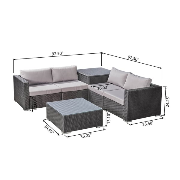 Santa Rosa Outdoor 6 Piece Wicker Sectional Sofa With Storage Outdoor 6 Piece Wicker Sectional Sofa