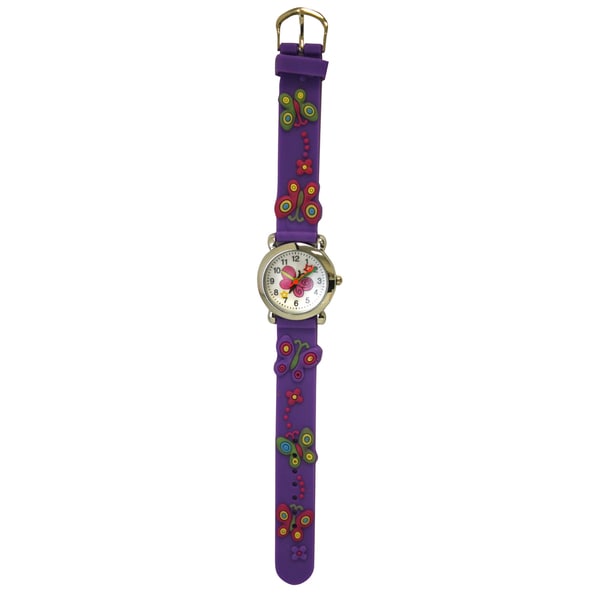 Olivia Pratt Kids' Floating Butterflies Silicone One Size Watch - Purple. Opens flyout.