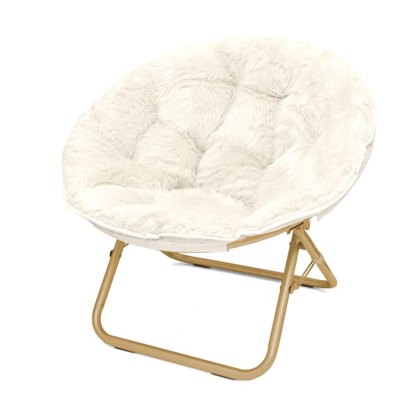 fluffy white saucer chair