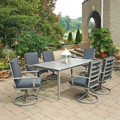 South Beach 7 Pc. Rectangular Outdoor Dining Table& 6 Swivel Rocking Chairs by Home Styles