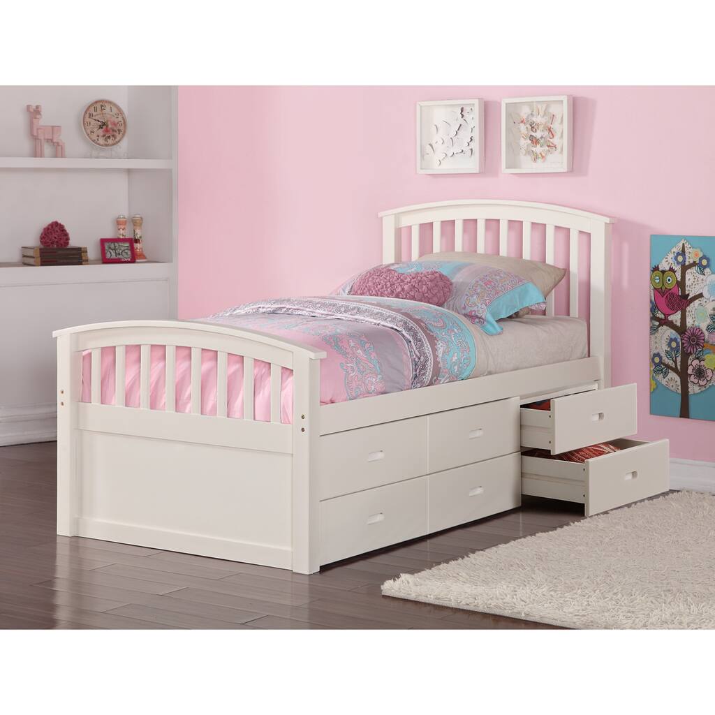 Donco Kids Twin 6 Drawer Storage Bed in Dark Cappuccino or White