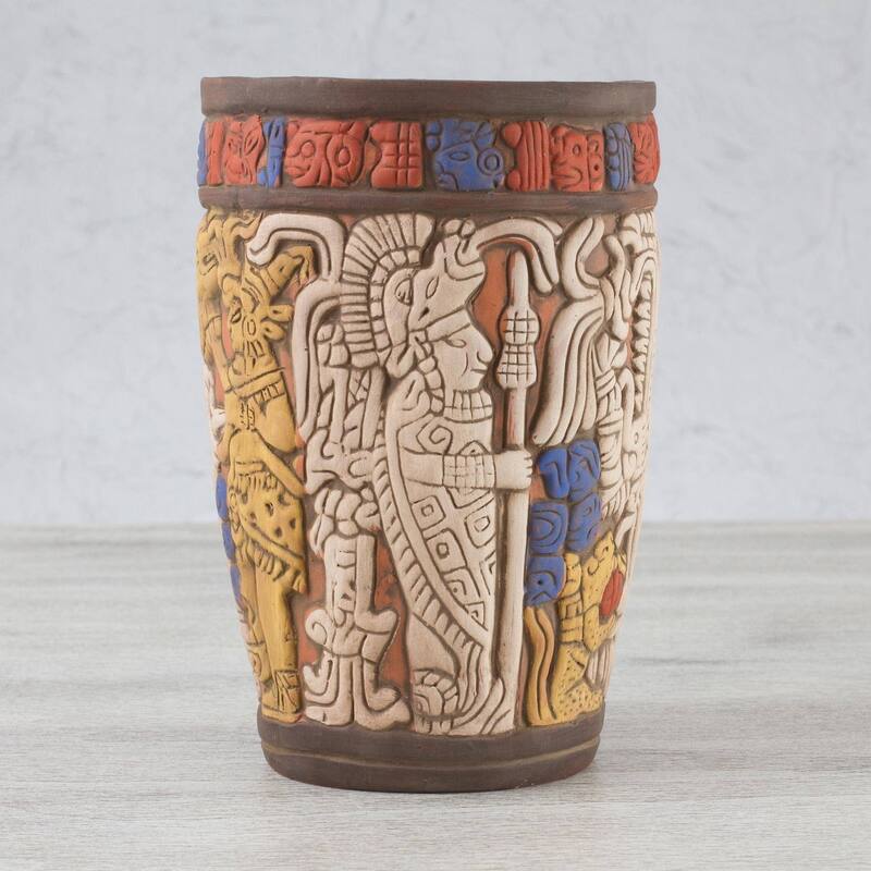 Handmade Ceramic Vase, Maya King of Tikal (Mexico)