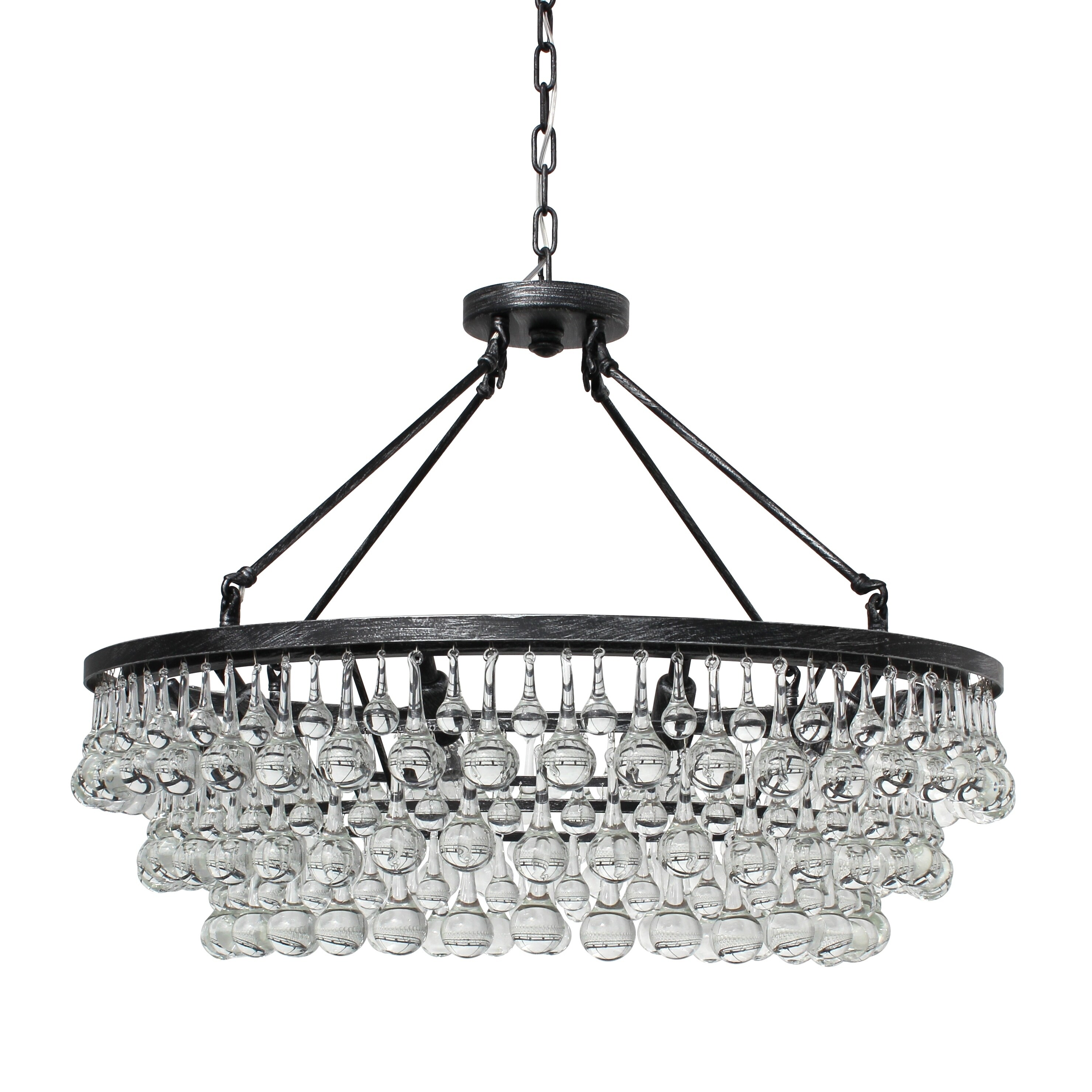 Celeste Glass Drop Crystal Chandelier, Antique Silver - N/A (Celeste Chandelier Antique Silver) - Chandeliers For Bedrooms by Overstock.com