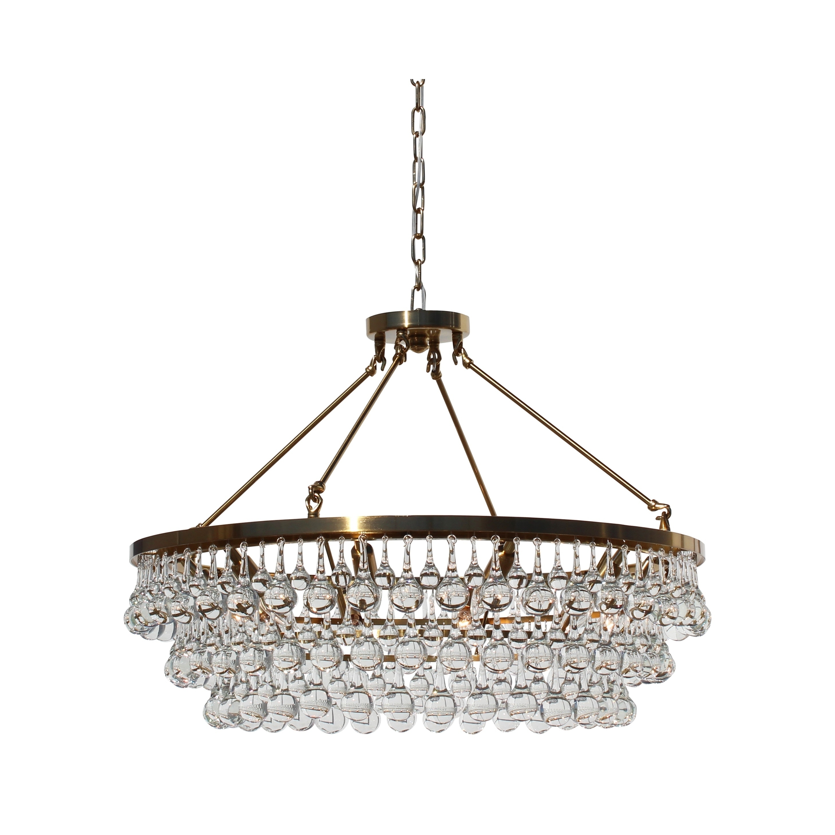 Celeste Glass Drop Crystal Chandelier, Brass - N/A (Celeste Chandelier Antique Silver) - Chandeliers For Bedrooms by Overstock.com