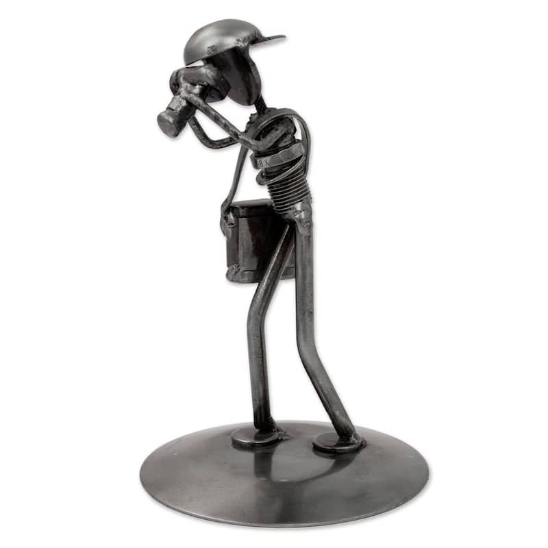 NOVICA Handmade Upcycled Auto Part Sculpture, Rustic Photographer (Mexico)