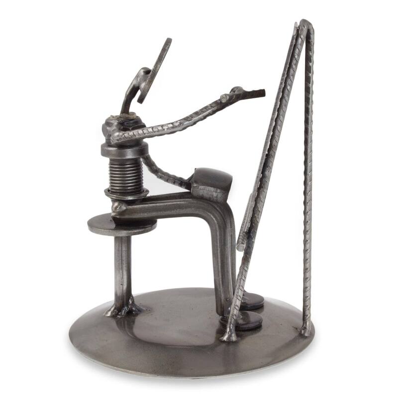 NOVICA Handmade Auto Part Sculpture, Rustic Artist At Work (Mexico)