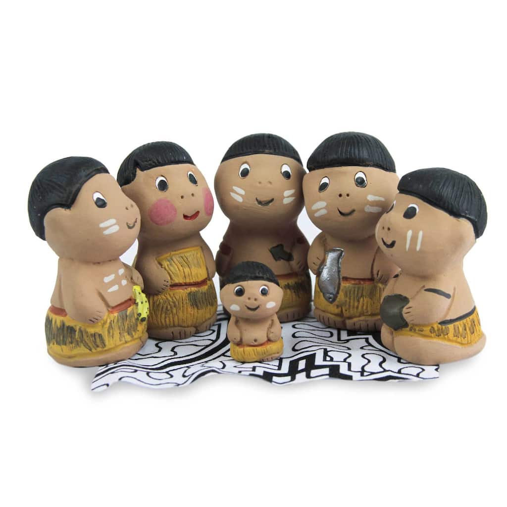Handmade Ceramic Nativity Scene, 'In The Amazon' (Peru)