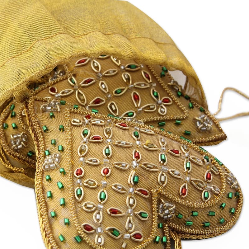 Handmade Set of 4 Beaded Ornaments, Heart of The Holiday (India)