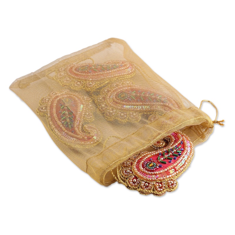 NOVICA Handmade Set of 4 Beaded Ornaments, Brilliant Paisleys (India)