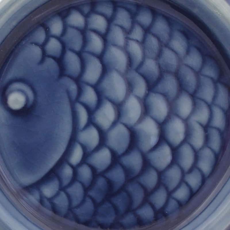 NOVICA Artisan Handblown Celadon Ceramic Coasters Authentic Deep Blue Barware Animal Themed 'Ocean Blue Fish'(Pair)