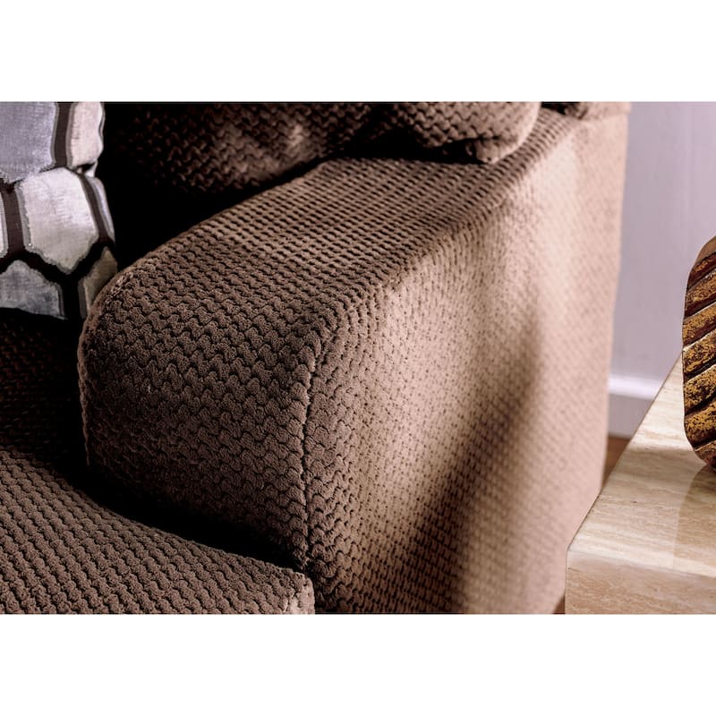 Furniture of America Fima Rustic Velvet Recessed Arms Loveseat