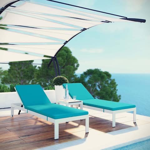 Shore 3-piece Outdoor Patio Aluminum Chaise with Cushions
