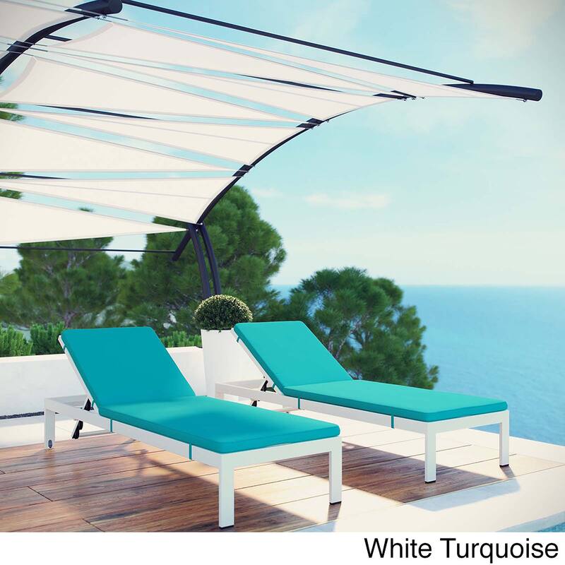 Shore Set of 2 Outdoor Patio Aluminum Chaise with Cushions