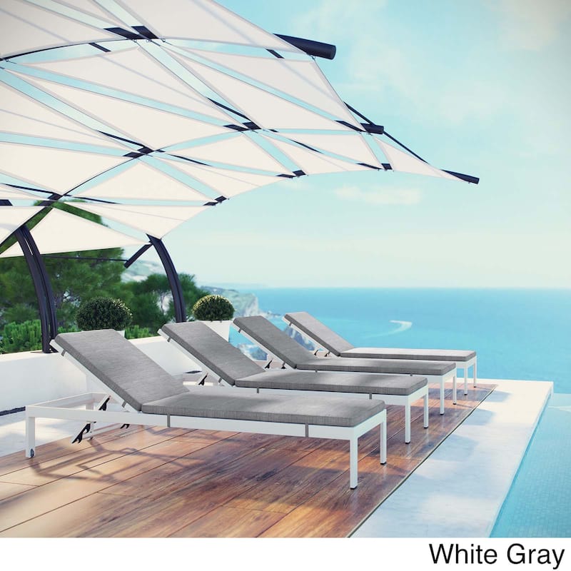 Shore Set of 4 Outdoor Patio Aluminum Chaise with Cushions