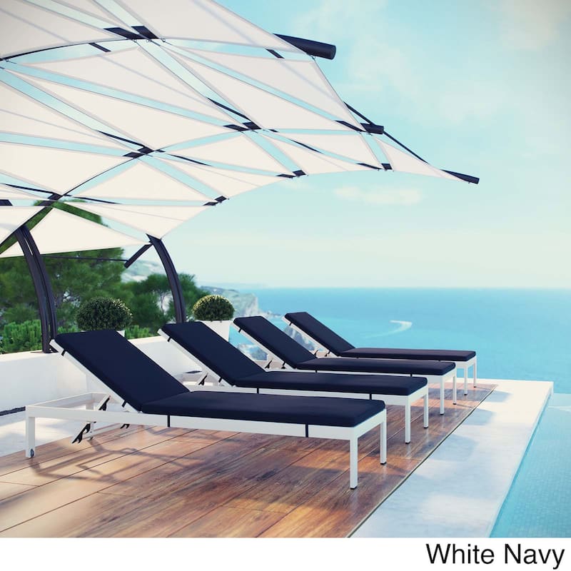 Shore Set of 4 Outdoor Patio Aluminum Chaise with Cushions