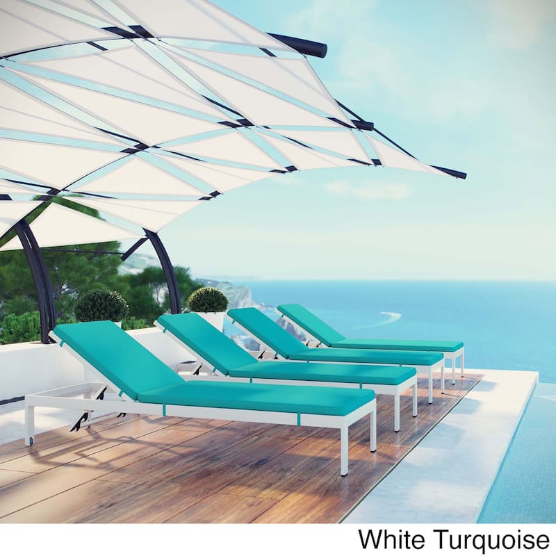 Shore Set of 4 Outdoor Patio Aluminum Chaise with Cushions