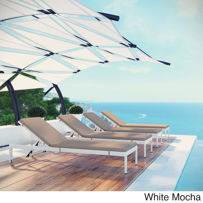 Shore Set of 4 Outdoor Patio Aluminum Chaise with Cushions