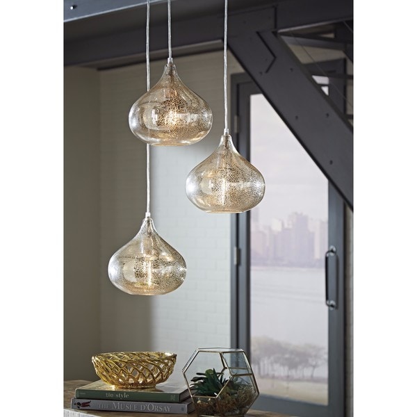 Silver And Glass Pendant Light shop signature design by ashley jodoc silver finish glass pendant lights free shipping today overstock 14230822