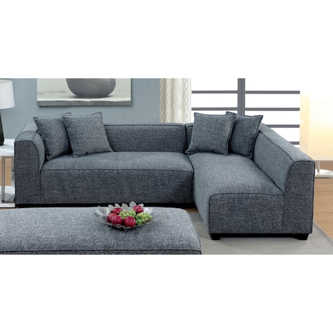 Furniture of America Kosh Modern Grey Linen L-shape Sectional