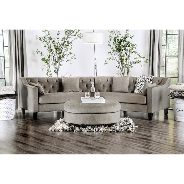Aretha Contemporary Grey Tufted Rounded Sectional Sofa By Furniture Aretha Contemporary Grey Tufted Rounded Sectional Sofa By Furniture Of America