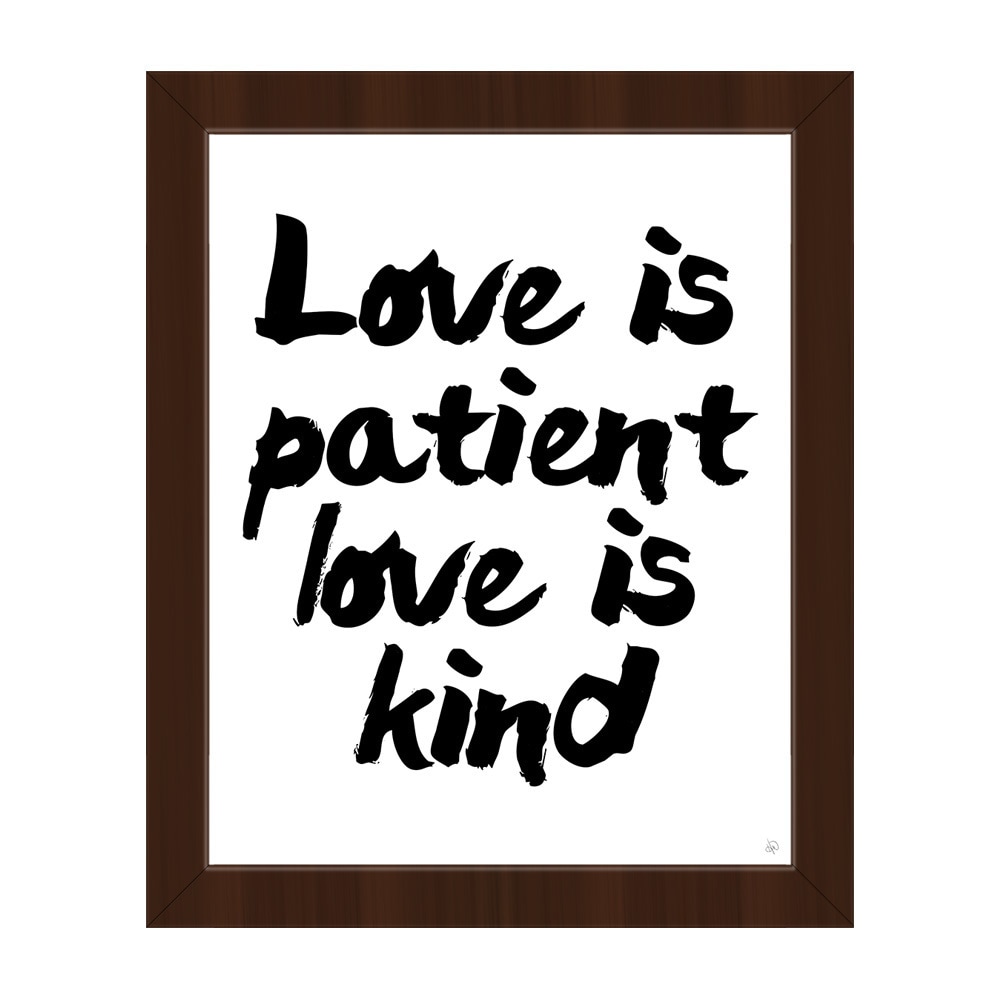 Shop Love Is Patient Love Is Kind Canvas Wall Art With Espresso Frame Overstock 14231131