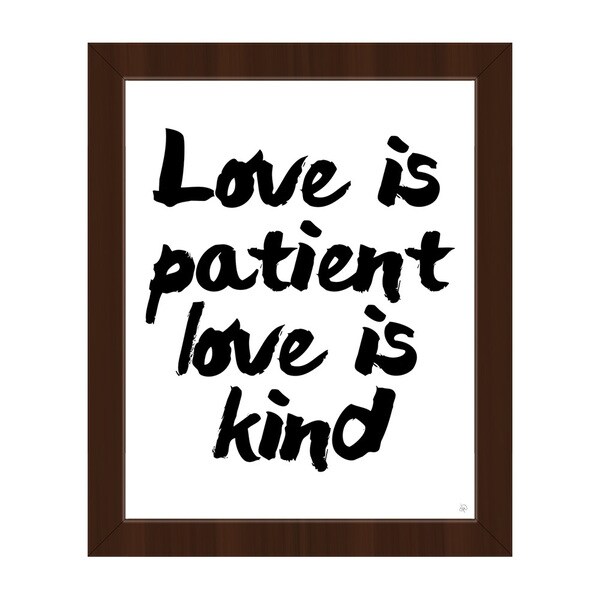 'Love is Patient Love is Kind' Canvas Wall Art with Espresso Frame