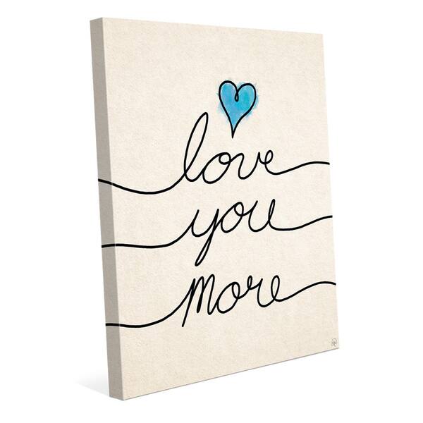 Shop Love You More Script Blue Heart Wall Art On Canvas Overstock 14231221