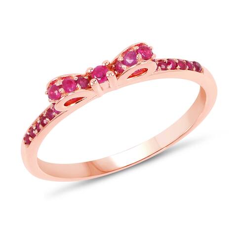 Malaika 14k Rose Gold 1/3ct TGW Ruby Ring - Pink