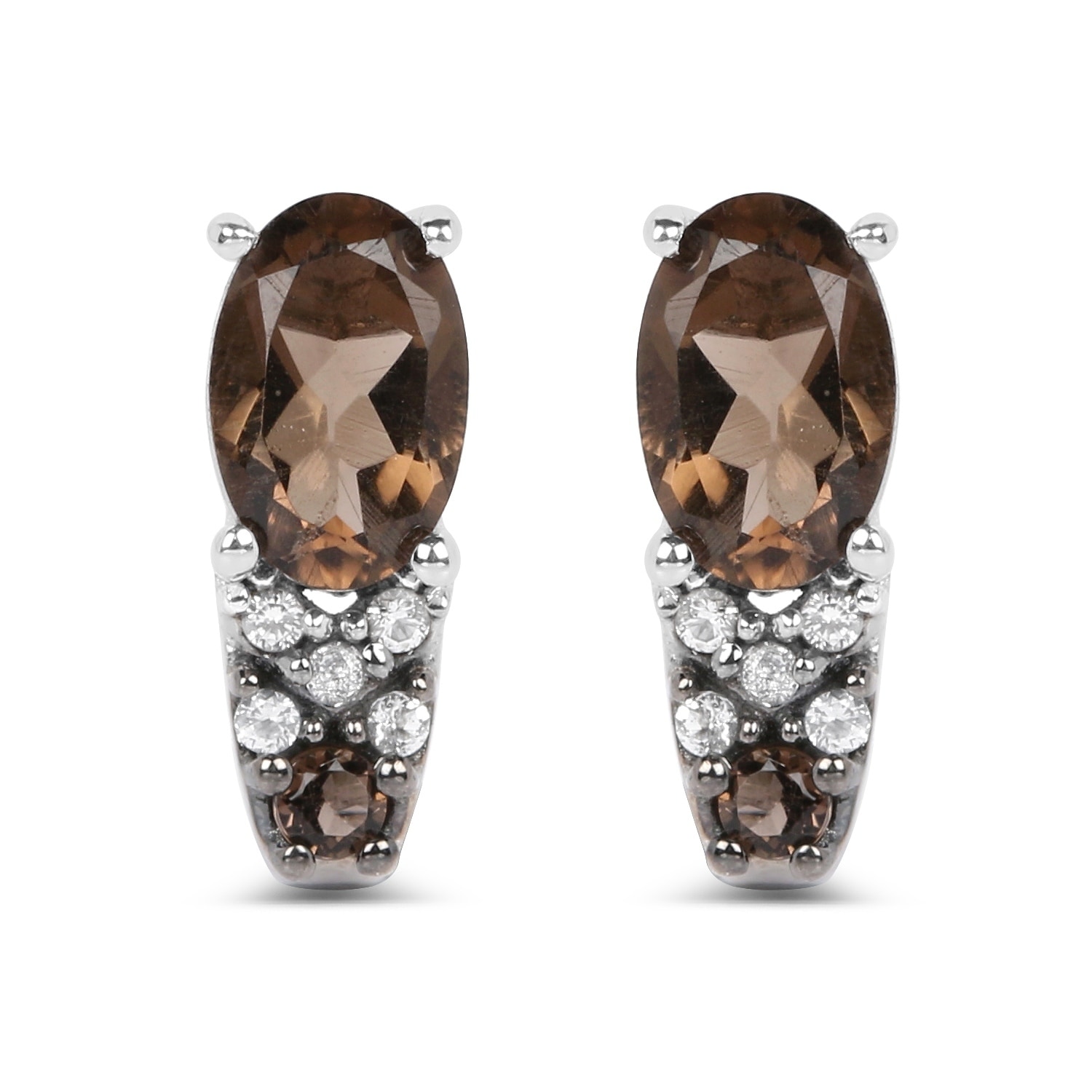 Malaika Sterling Silver 1ct Tgw Smokey Quartz And White Topaz Earrings Brown Malaika Sterling Silver 1ct Tgw Smokey Quartz And White Topaz Earrings Brown