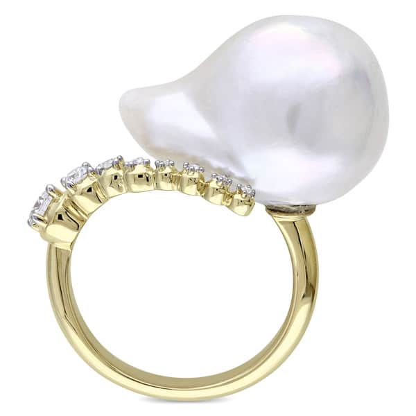 14k Gold Baroque Pearl Statement Ring