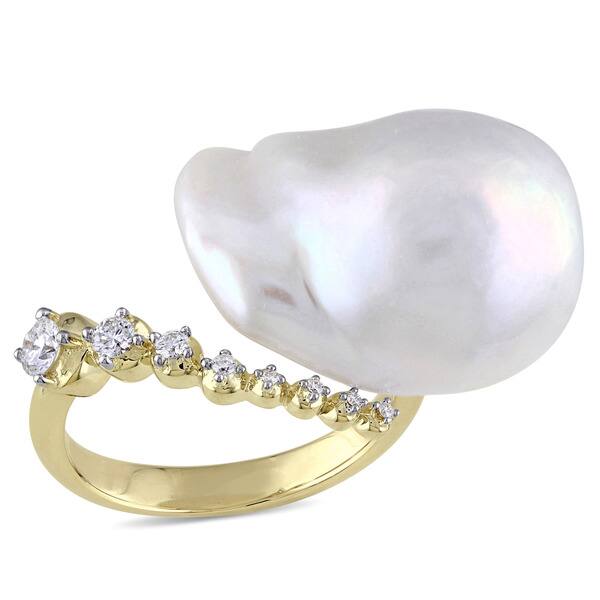 14k Gold Baroque Pearl Statement Ring