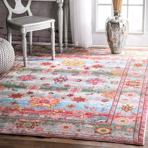Shop nuLOOM Vintage Oriental Inspired Floral Vine Pink Rug 7'10 x 10
