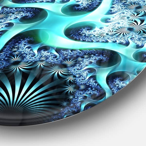 Designart Glowing Blue Fractal Flower Design Abstract Circle Wall Art Overstock 14249446