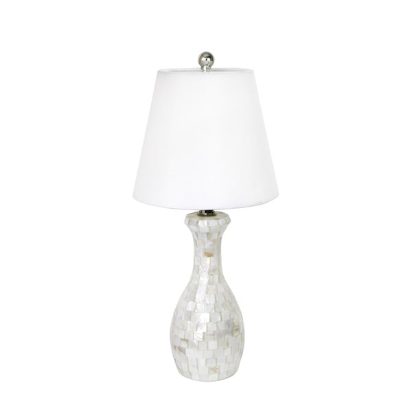 Elegant Designs Trendy Malibu Seashell Mosaic Look Curved Table Lamp with Chrome Accents