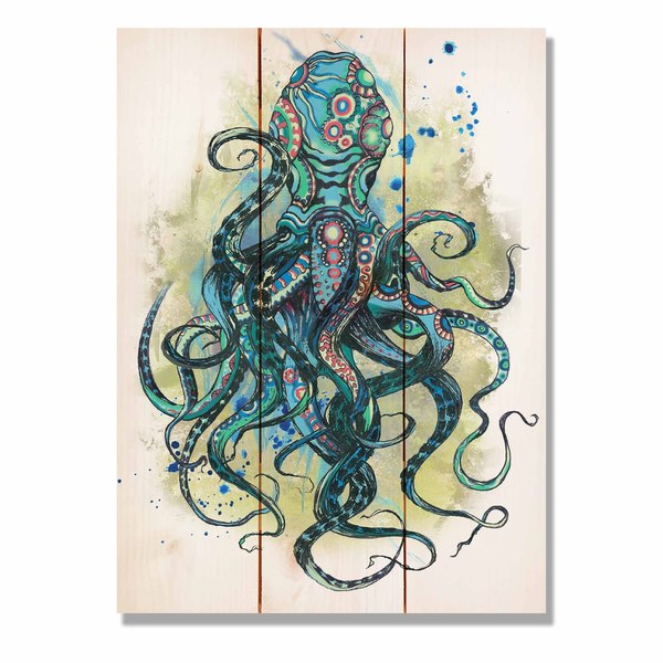Colorful Blue Octopus 11x15 Indoor/Outdoor Full Color Wall Art