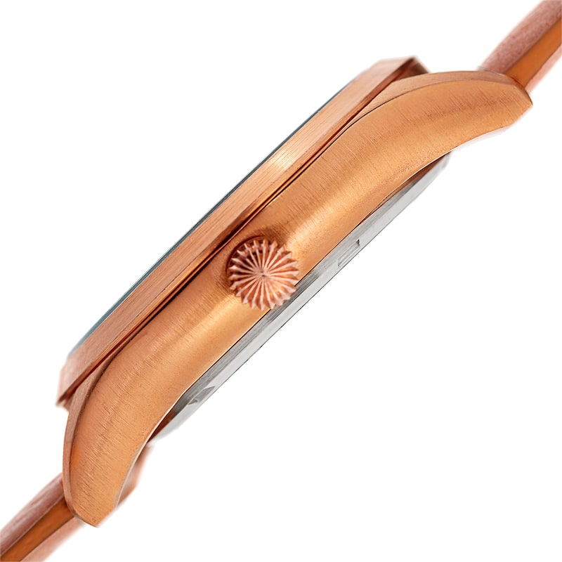 August Steiner Women's Diamond Date Sleek Rose-Tone Leather Strap Watch