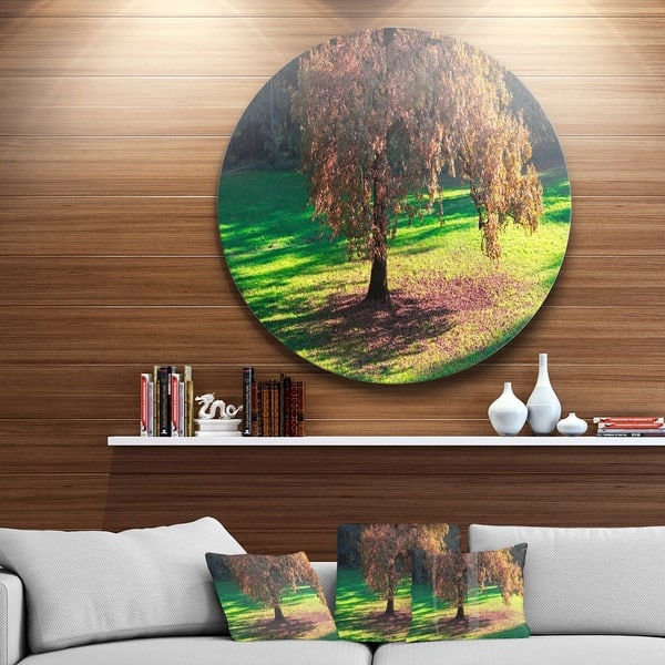 Designart Lonely Beautiful Autumn Tree Landscape Circle Wall Art Overstock 14250503