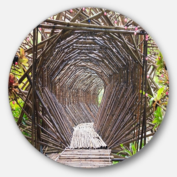 Designart 'Bamboo Tunnel in the Garden' Landscape Disc Metal Artwork ...