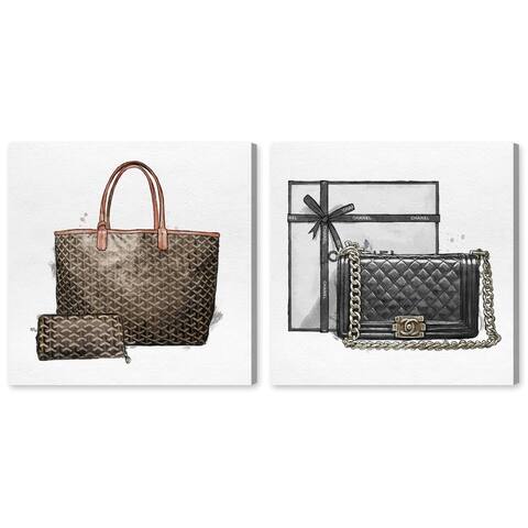 Oliver Gal 'Bag of the Day- Set of 2' Canvas Art - Brown
