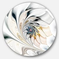Designart 'White Stained Glass Floral Art' Floral Circle Metal Wall Art