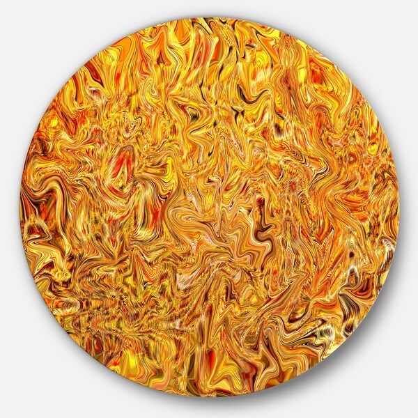 Shop Designart 'Textured Flowing Yellow' Abstract Art Round Wall Art