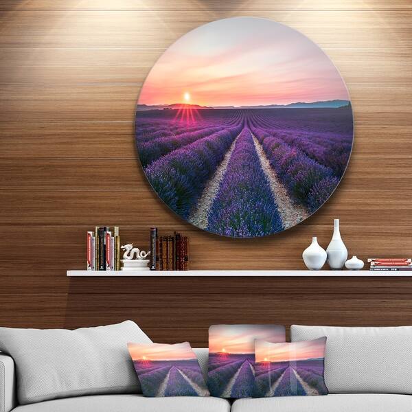 Designart Endless Rows Of Lavender Flowers Modern Landscape Large Disc Metal Wall Art Overstock 14252627