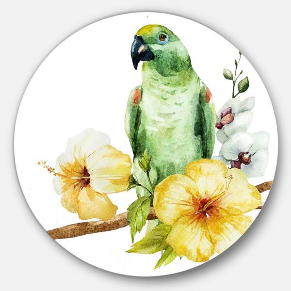 Shop Designart Parrot With Flowers Watercolor Floral Painting