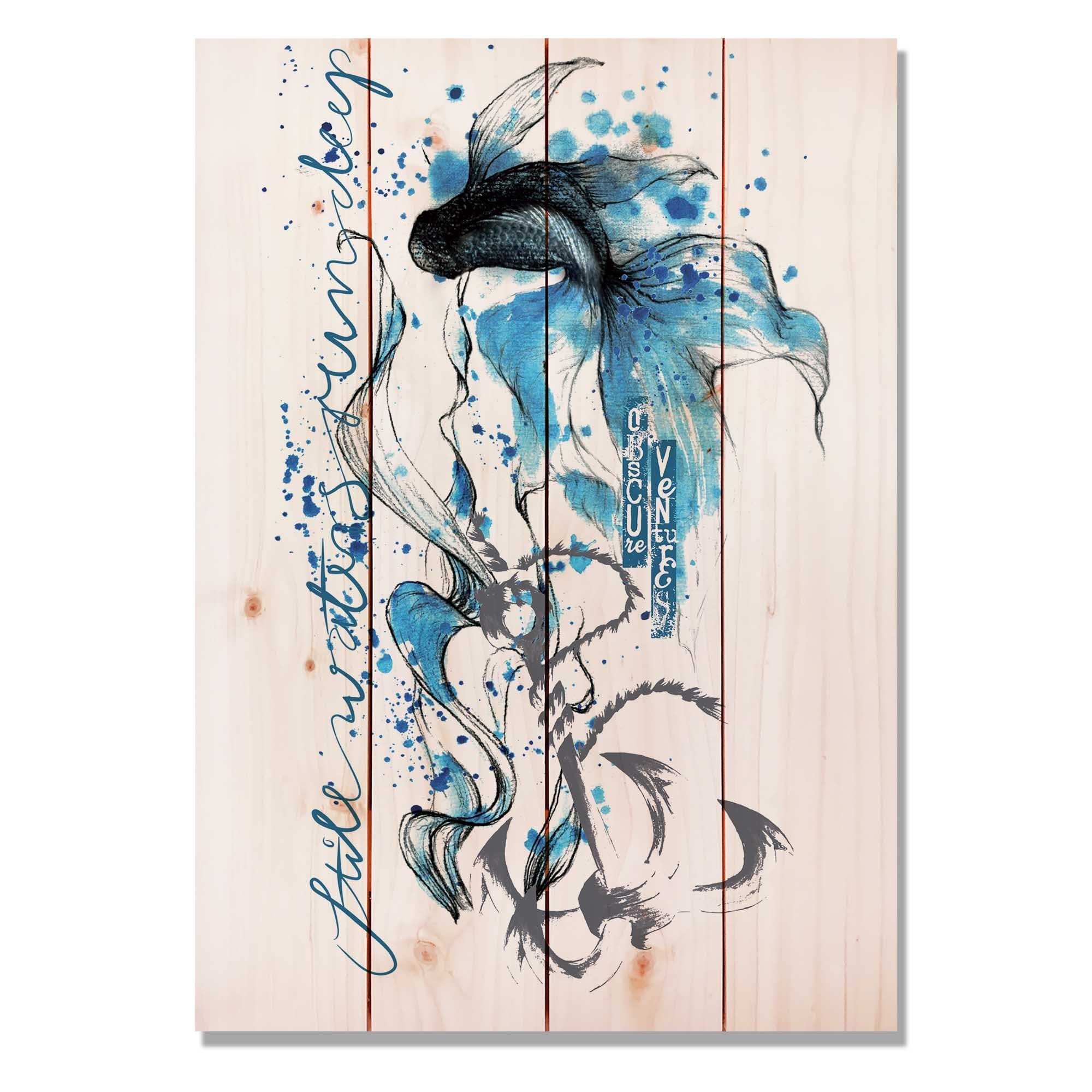 Shop Colorful Blue Fish 14x20 Indoor Outdoor Full Color Wall Art